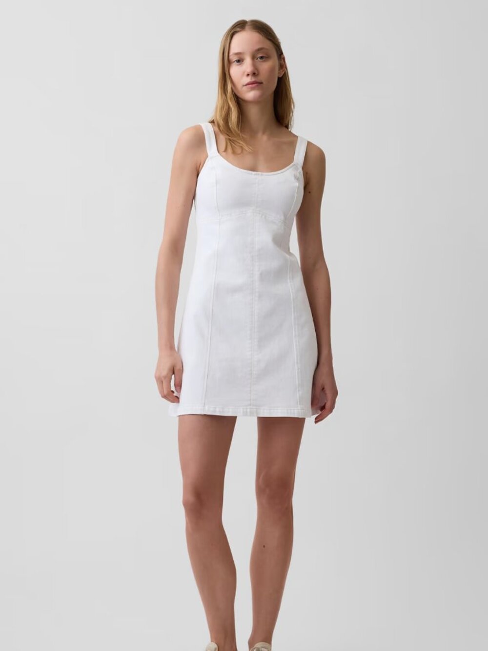 Gap White Denim Paneled Mini Dress Small NWT Women's Casual Summer Jean Dress